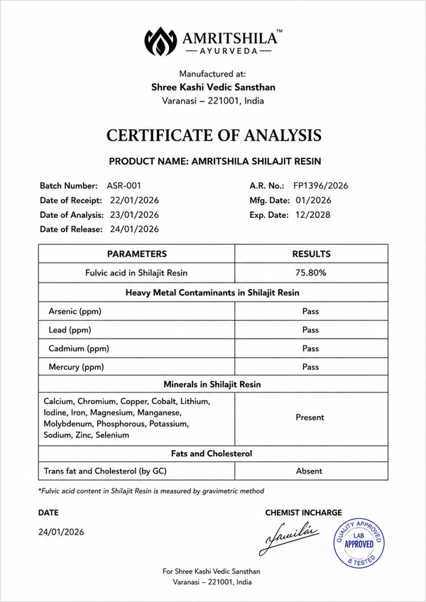 Purified Shilajit Resin Test
